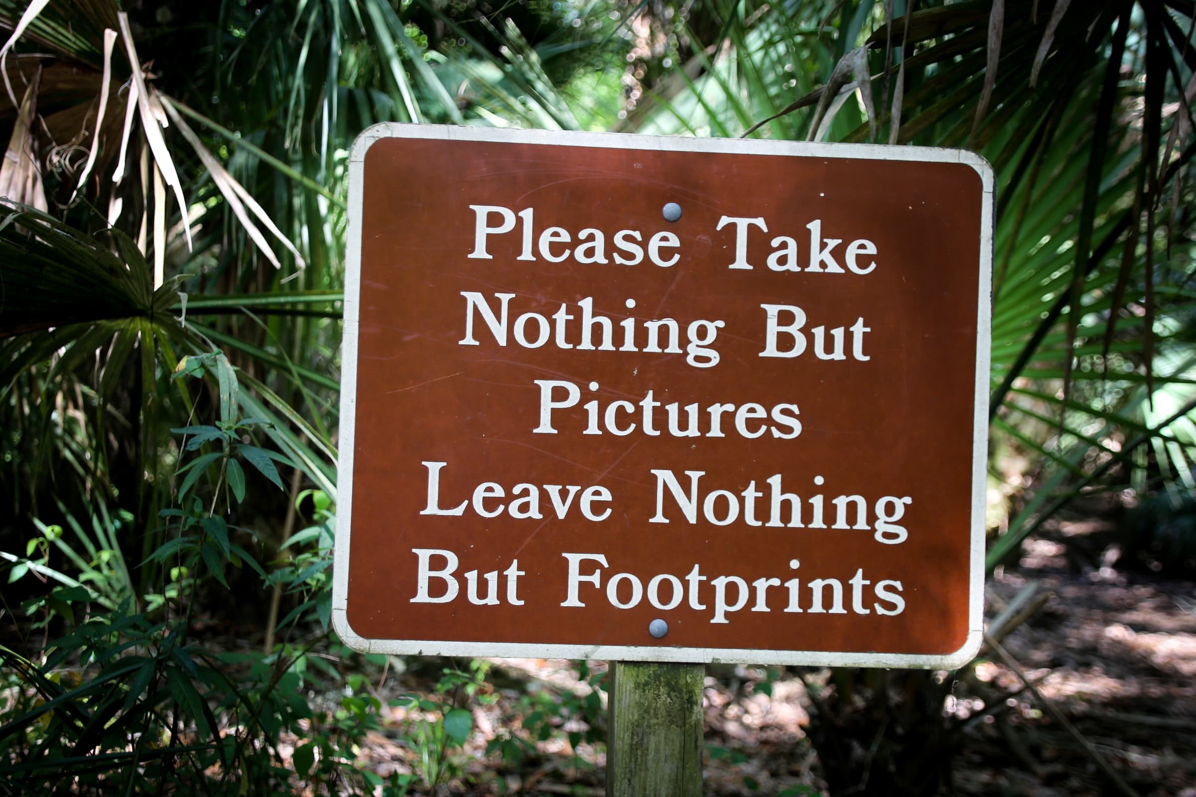 A sign warning people not to disturb nature